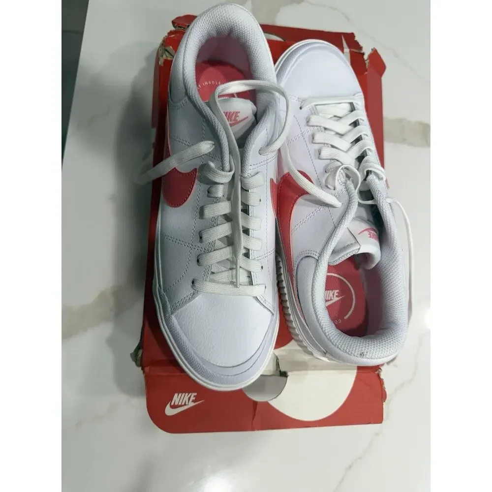 Women Nike Court Legacy Lift Lifestyle Sneakers Shoes White/Sea Coral DM7590-102